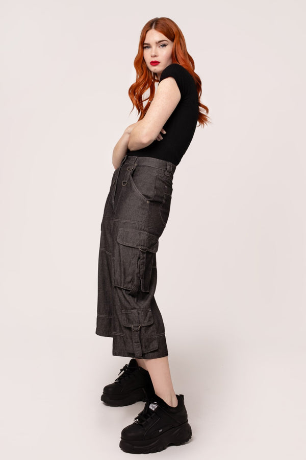 Hell Bunny Ash Cropped Jeans Grey