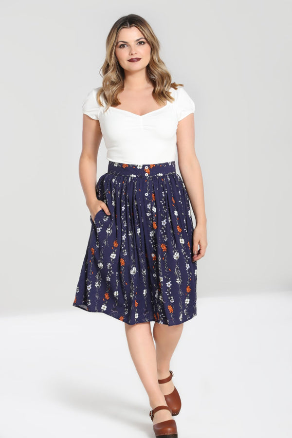 hell bunny Asta Skirt Blue