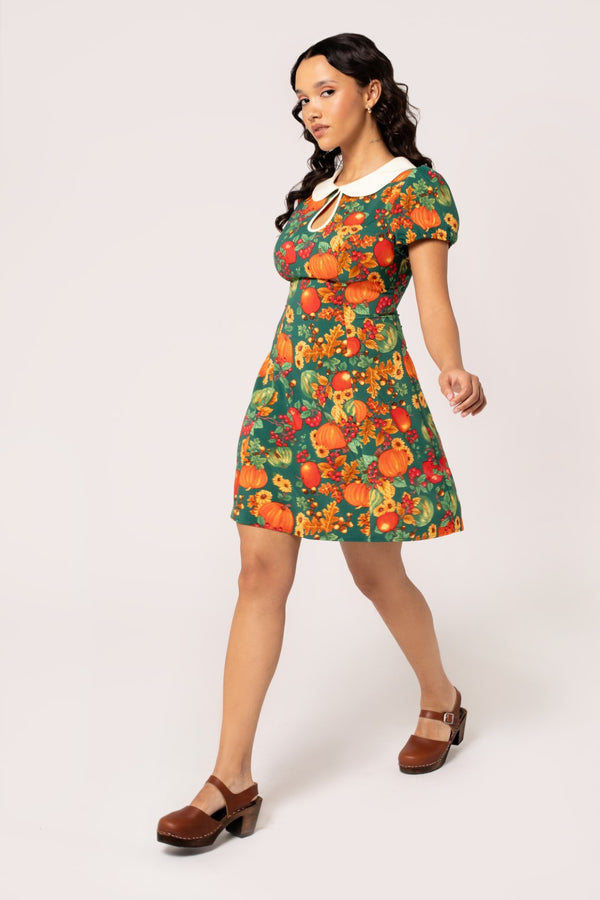 Hell Bunny Autumn Mini Dress Green