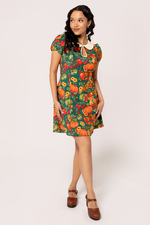 Hell Bunny Autumn Mini Dress Green