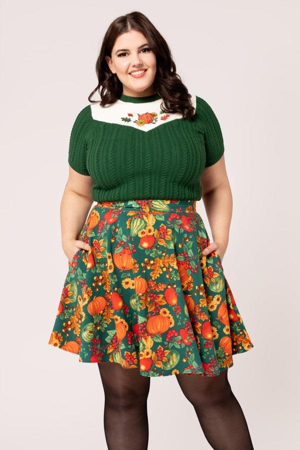 Hell Bunny Autumn Skirt Green