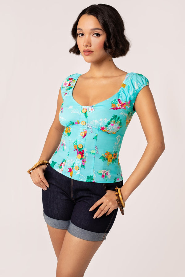 Hell Bunny Ayanna Top Aqua