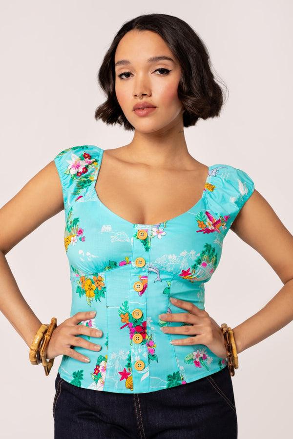 hell bunny Ayanna Top Aqua