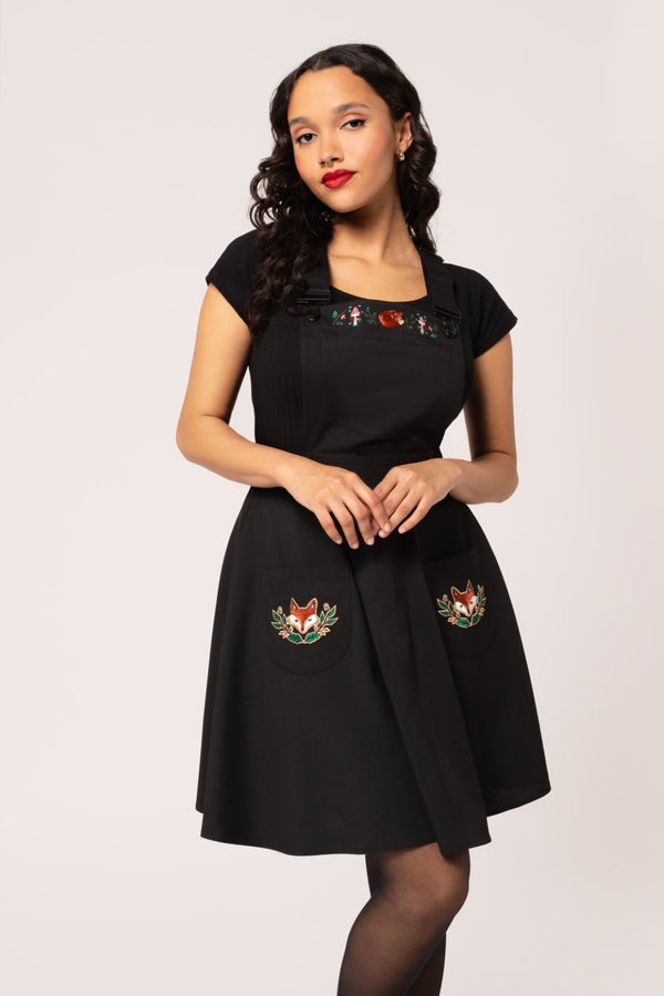hell bunny Basil Pinafore Dress Black