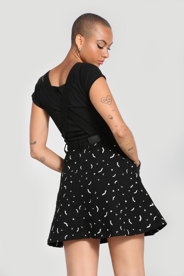 Hell Bunny Bat Pinafore Dress Black Black