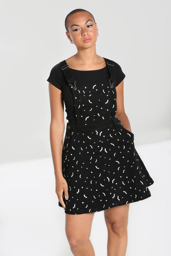 hell bunny Bat Pinafore Dress Black Black