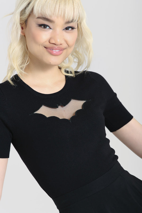 Hell Bunny Bat Top Black Black