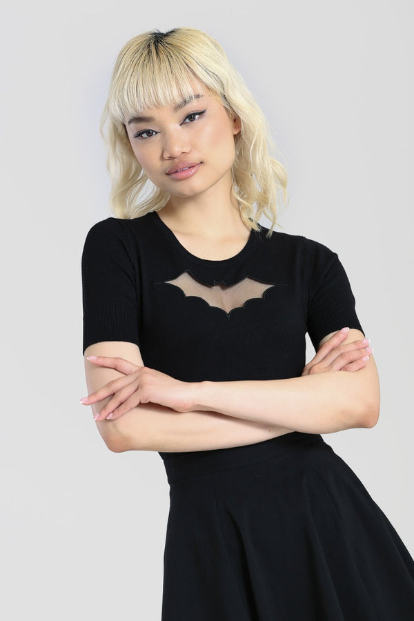 Hell Bunny Bat Top Black Black