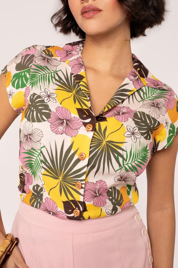 Hell Bunny Benita Blouse Beige