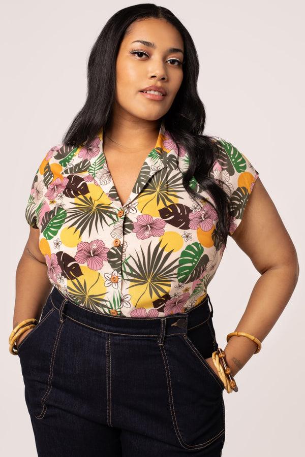 Hell Bunny Benita Blouse Beige