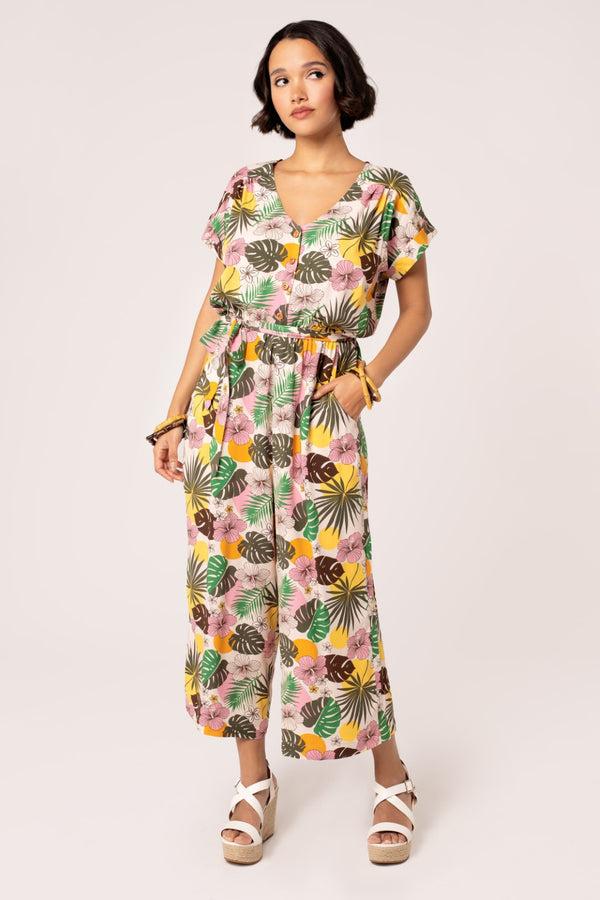 hell bunny Benita Jumpsuit Beige