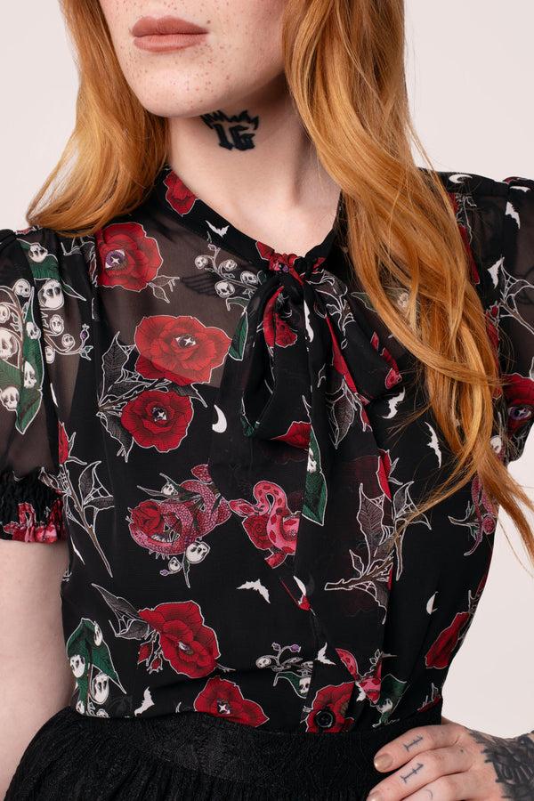Hell Bunny Blooming Elle Blouse Black