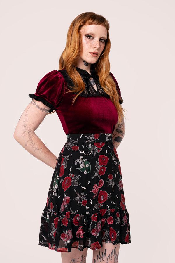 Hell Bunny Blooming Elle Skirt Black