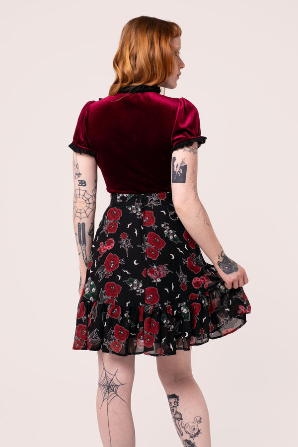 Hell Bunny Blooming Elle Skirt Black