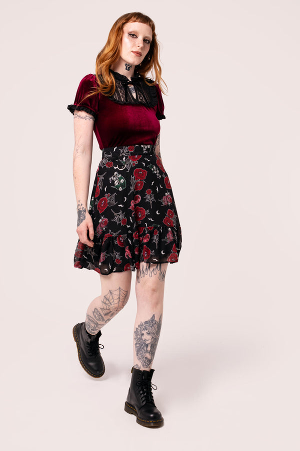 hell bunny Blooming Elle Skirt Black