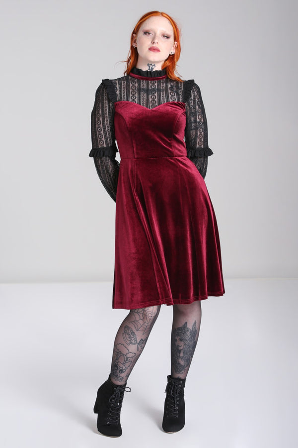 Hell Bunny Bonnie Dress Burgundy