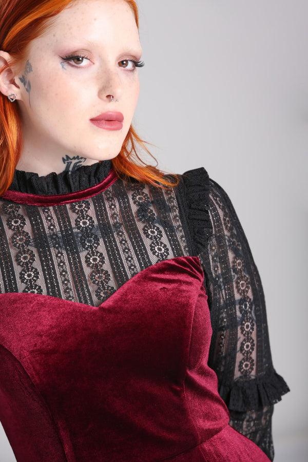 Hell Bunny Bonnie Dress Burgundy