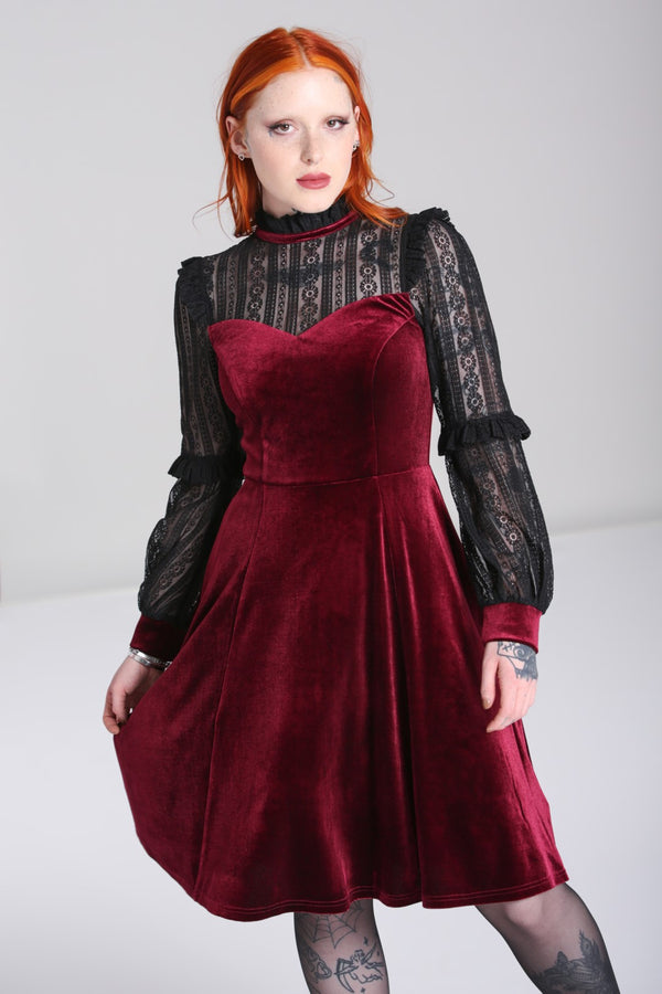 hell bunny Bonnie Dress Burgundy
