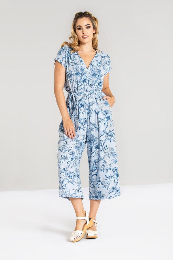 hell bunny Brasilia Jumpsuit Blue Blue