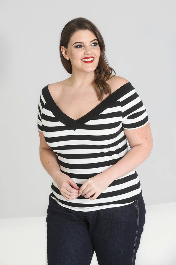 Hell Bunny Caitlin Top Black / White