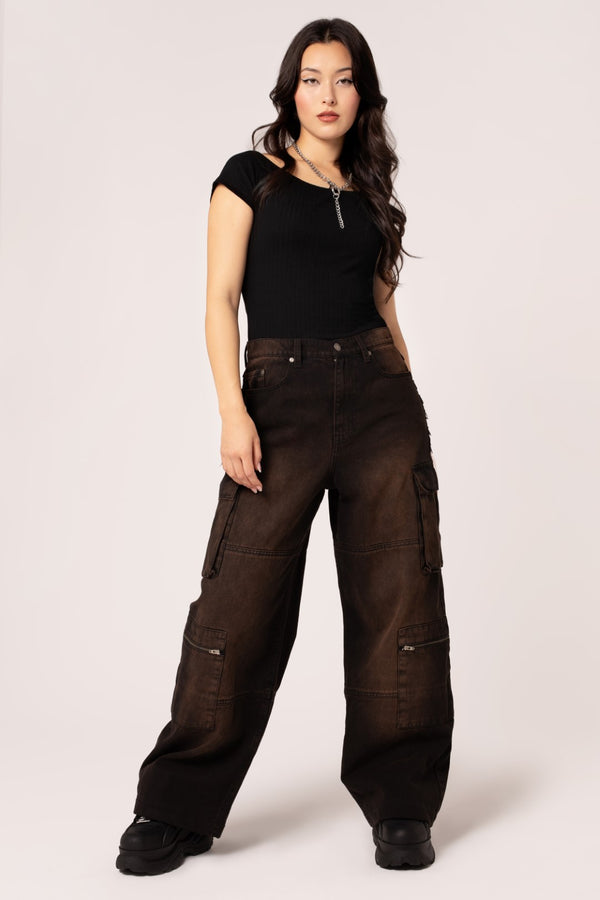 Hell Bunny Cameron Jeans - Short Length Brown