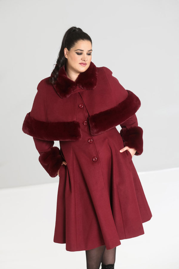 hell bunny Capulet Coat Wine