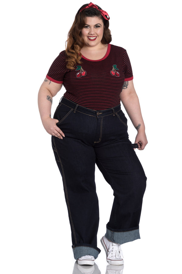 Hell Bunny Carpenter Denim Jeans Navy