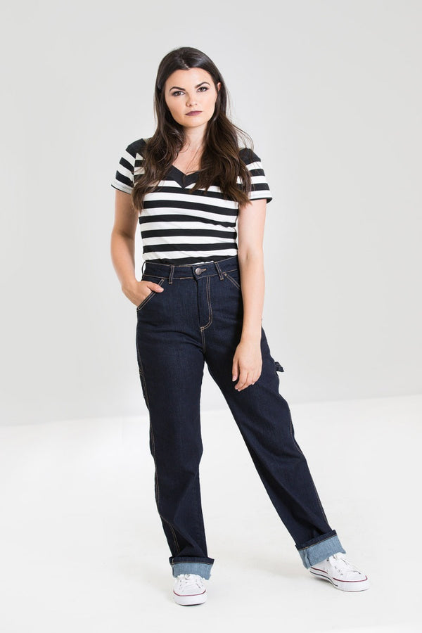 hell bunny Carpenter Denim Jeans Navy