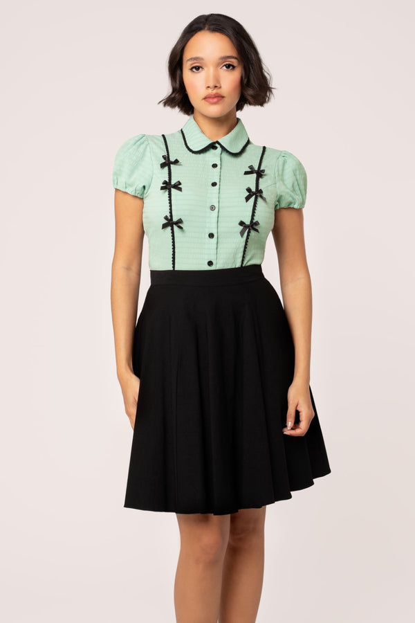 Hell Bunny Casey Blouse Mint