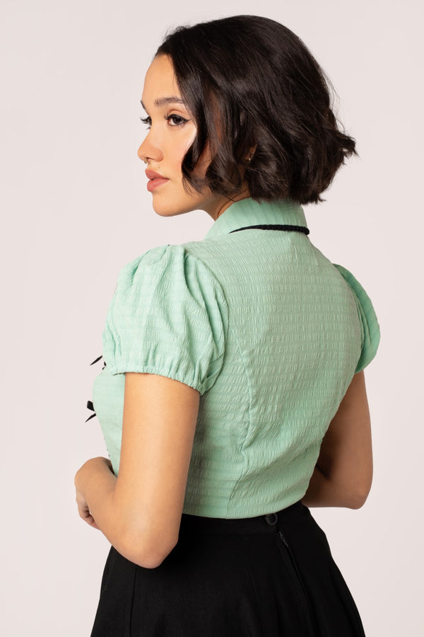 Hell Bunny Casey Blouse Mint