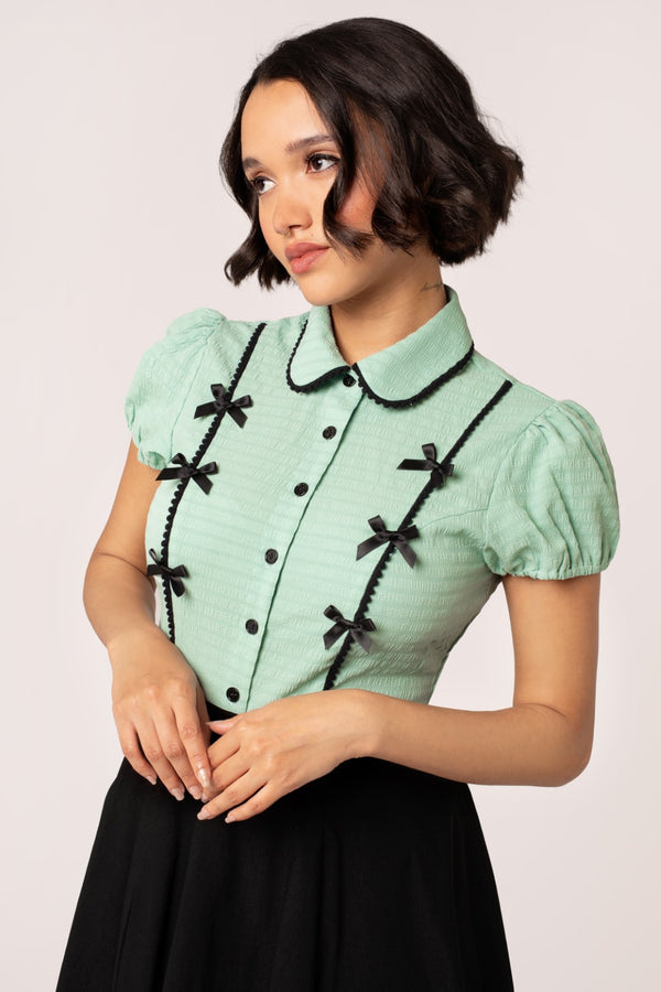 hell bunny Casey Blouse Mint