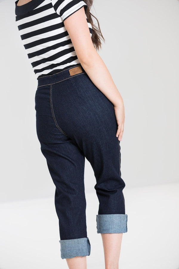 Hell Bunny Charlie Denim Capris Navy