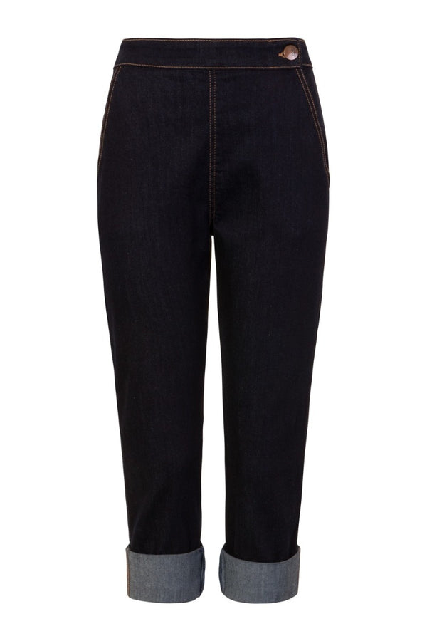 Hell Bunny Charlie Denim Capris Navy