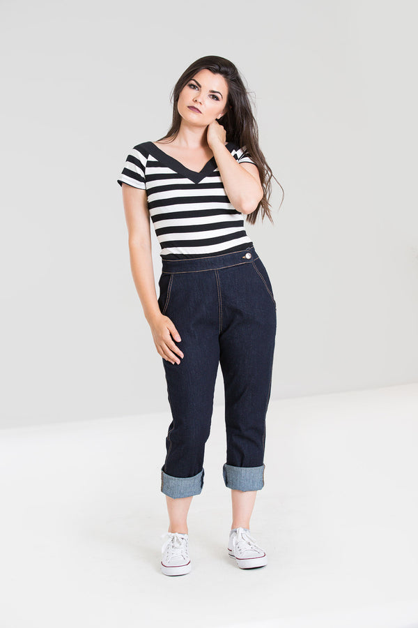 hell bunny Charlie Denim Capris Navy