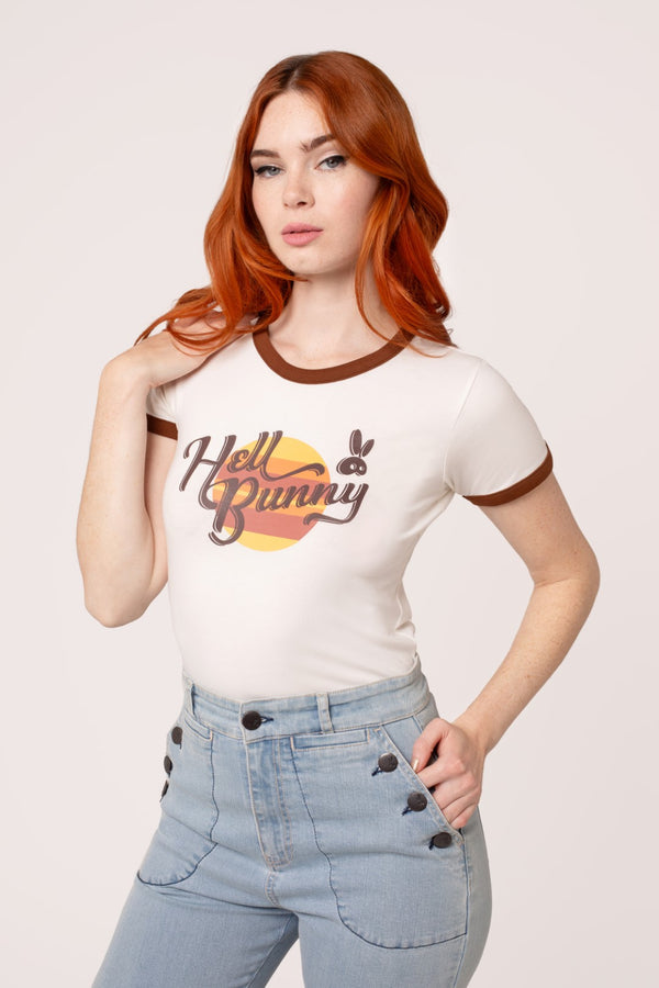 Hell Bunny Charlie T-Shirt Brown