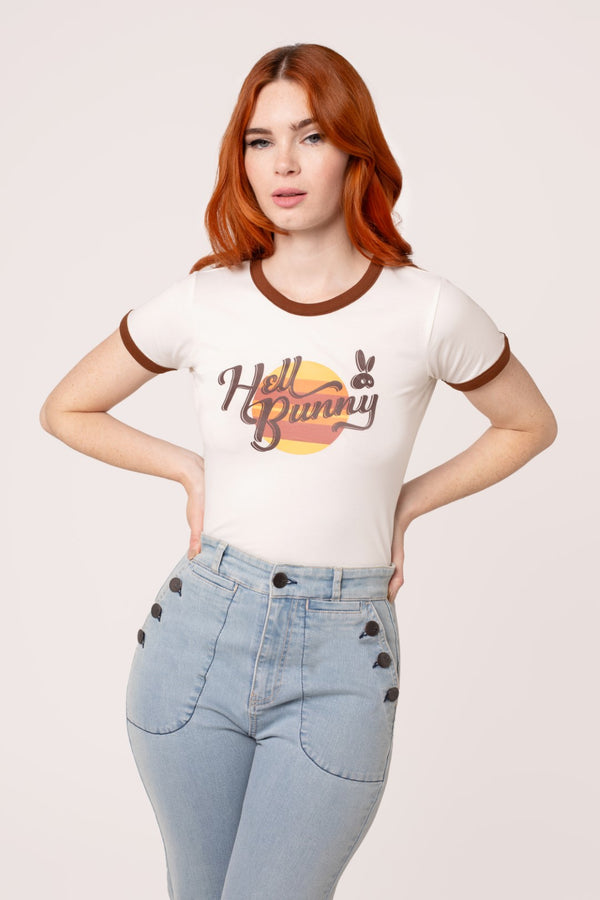 hell bunny Charlie T-Shirt Brown