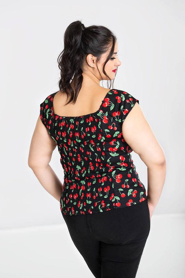 Hell Bunny Cherry Pie Top Black