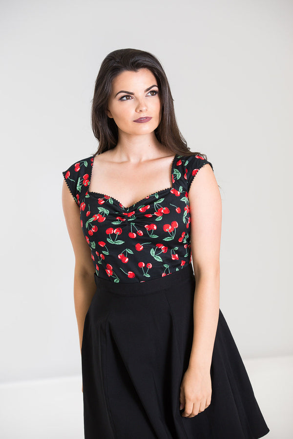 Hell Bunny Cherry Pie Top Black