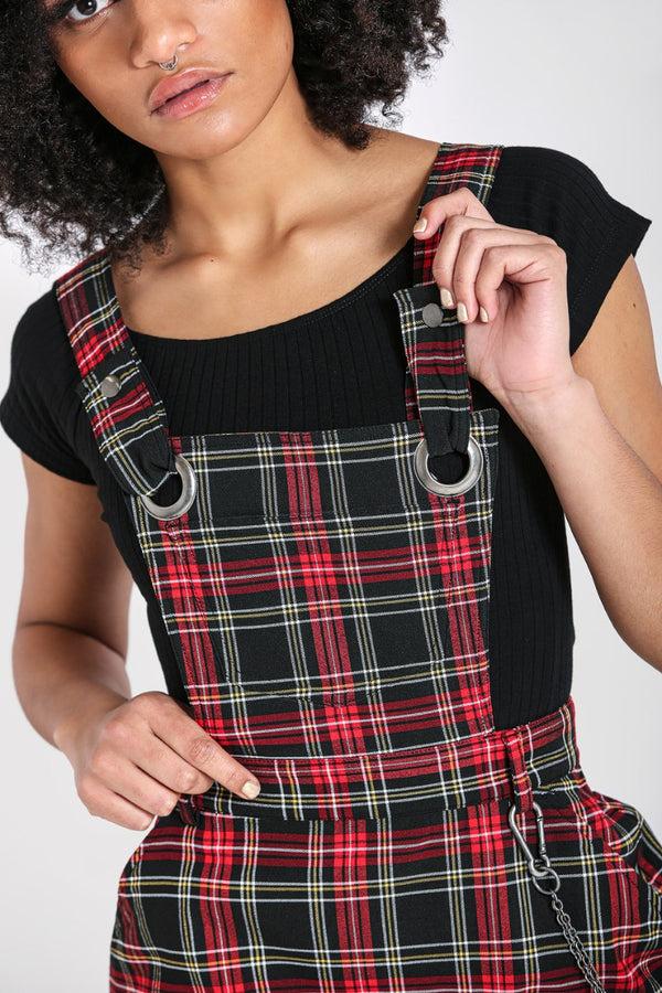 Hell Bunny Clash Pinafore Dress Black / Red