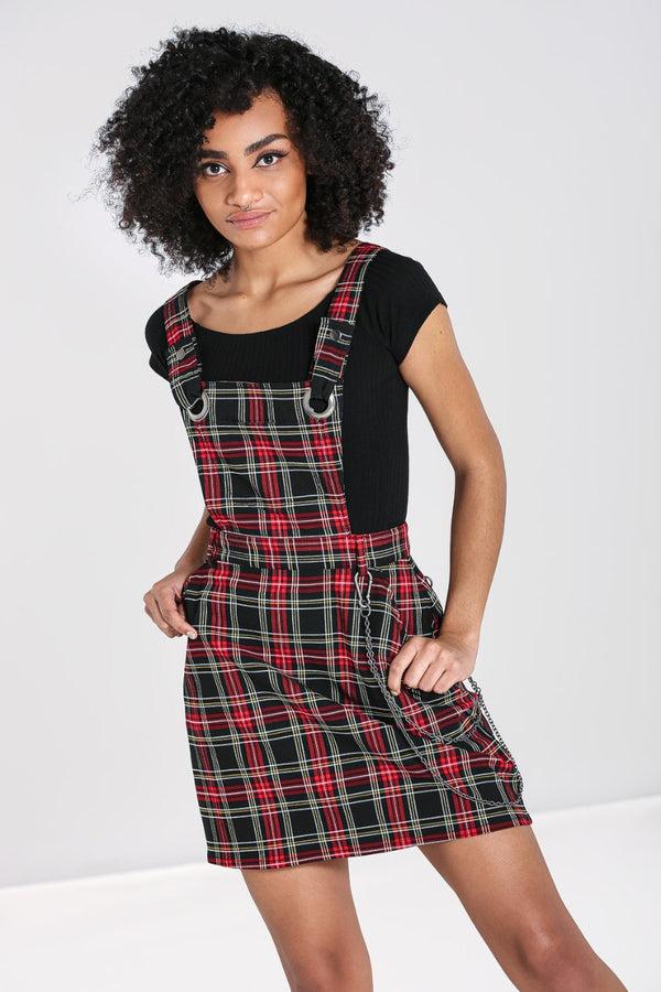 hell bunny Clash Pinafore Dress Black / Red