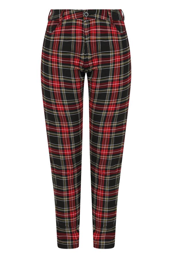 Hell Bunny Clash Skinny Trousers Black / Red