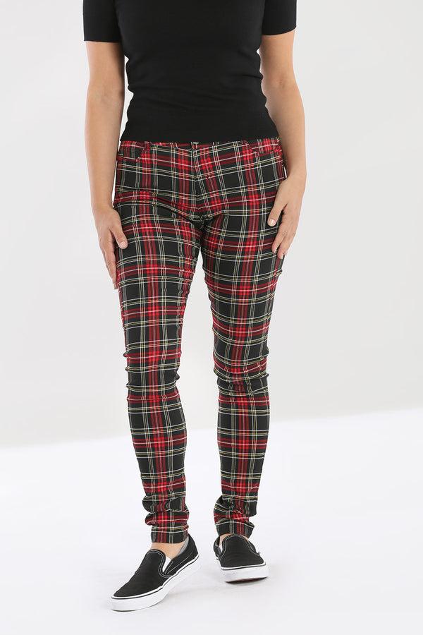 hell bunny Clash Skinny Trousers Black / Red