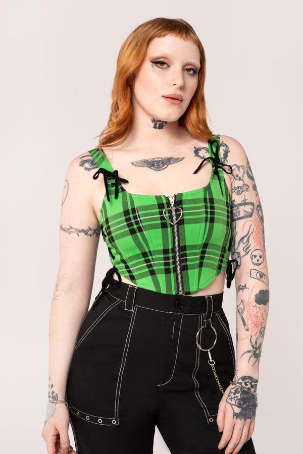 Hell Bunny Corey Corset Green