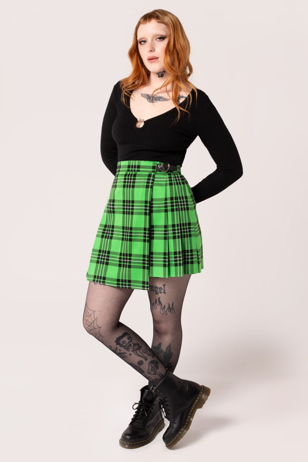 Hell Bunny Corey Skirt Green