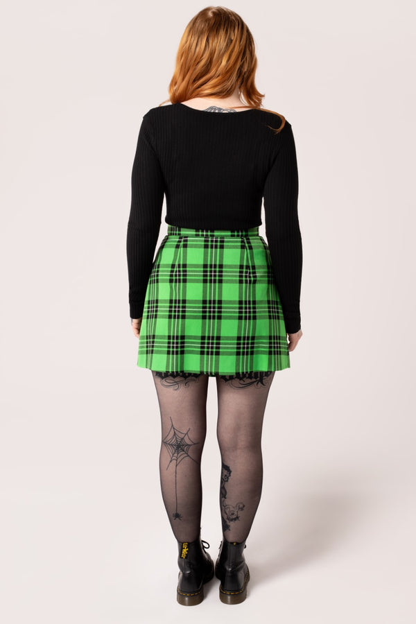 Hell Bunny Corey Skirt Green