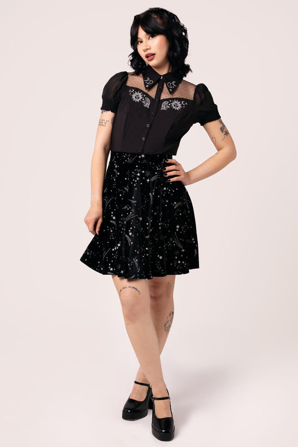 hell bunny Cosmic Dust Skirt Black