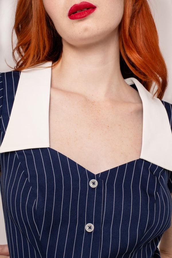 Hell Bunny Costello Blouse Navy