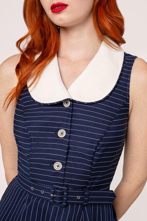 Hell Bunny Costello Knee Dress Navy