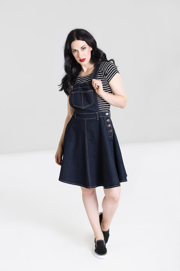 hell bunny Dakota Pinafore Dress Black