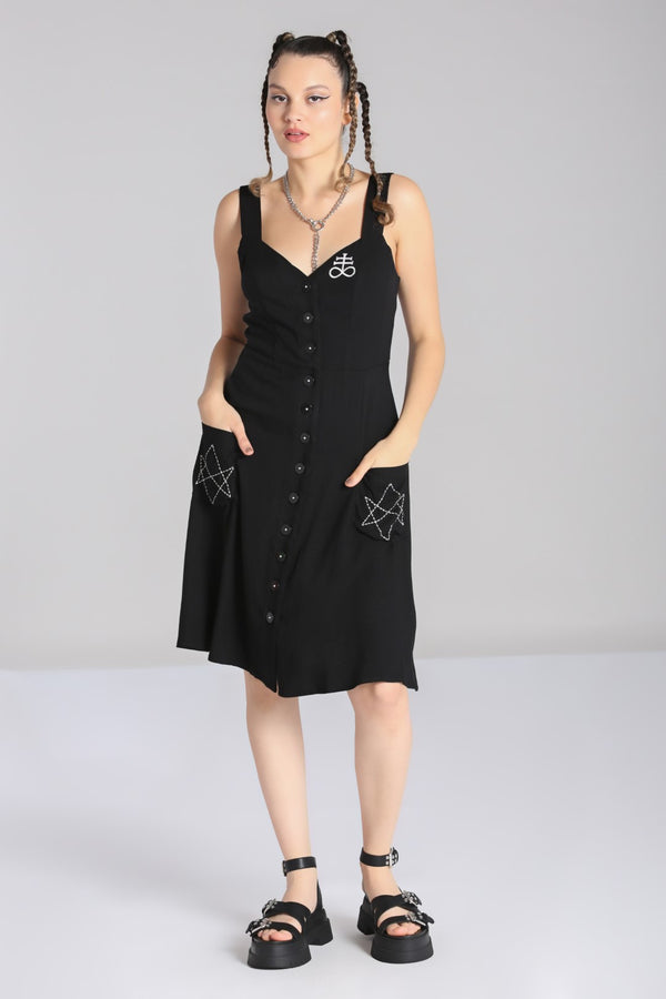 Hell Bunny Destroya Knee Dress Black